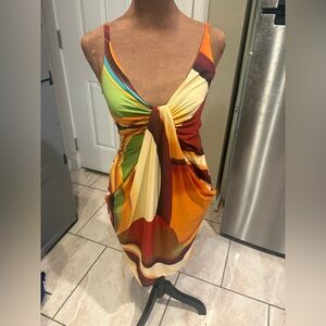 Colorful Sleeveless Knot Dress